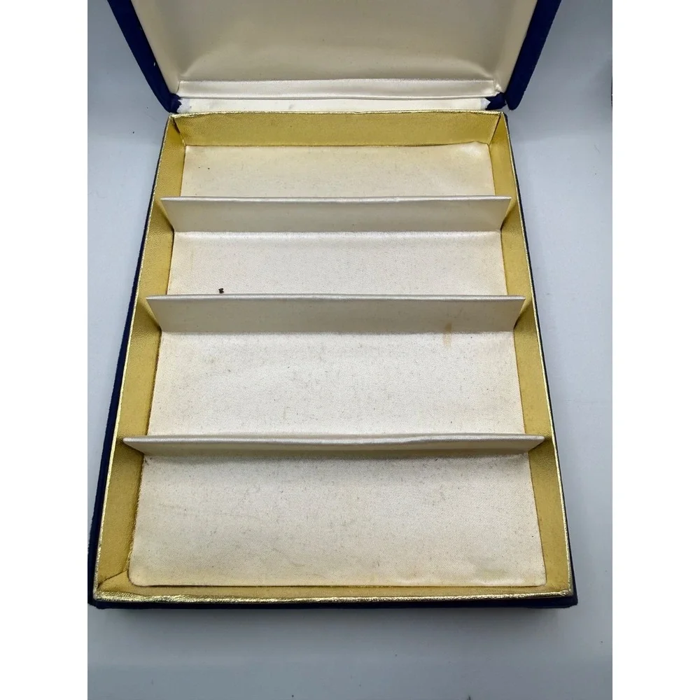 Vintage Empty Swank Display Case Blue Velvet  9